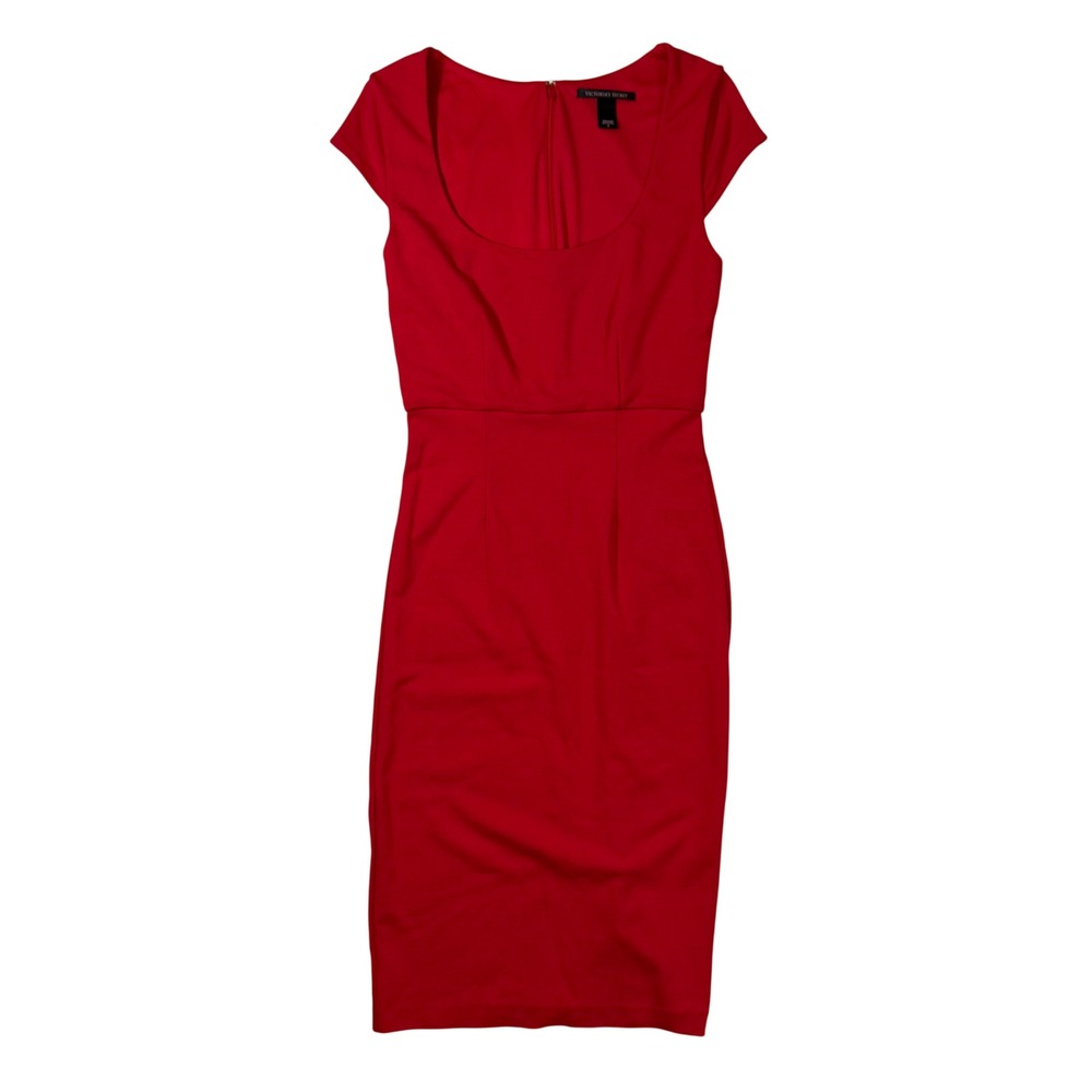Victoria's Secret Sheath Dress Womens 6 Red Scoop Neck Cap Sleeve Bodycon Bold